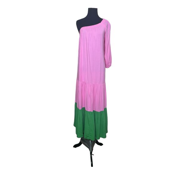 Scoop pink green one shoulder tiered maxi dress size XS - Picture 15 of 15